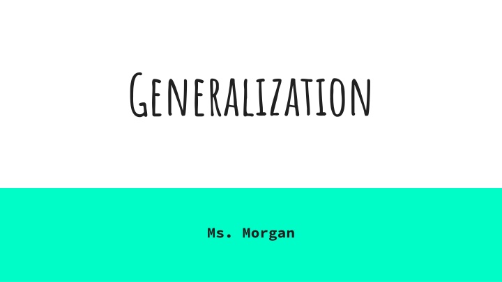 generalization