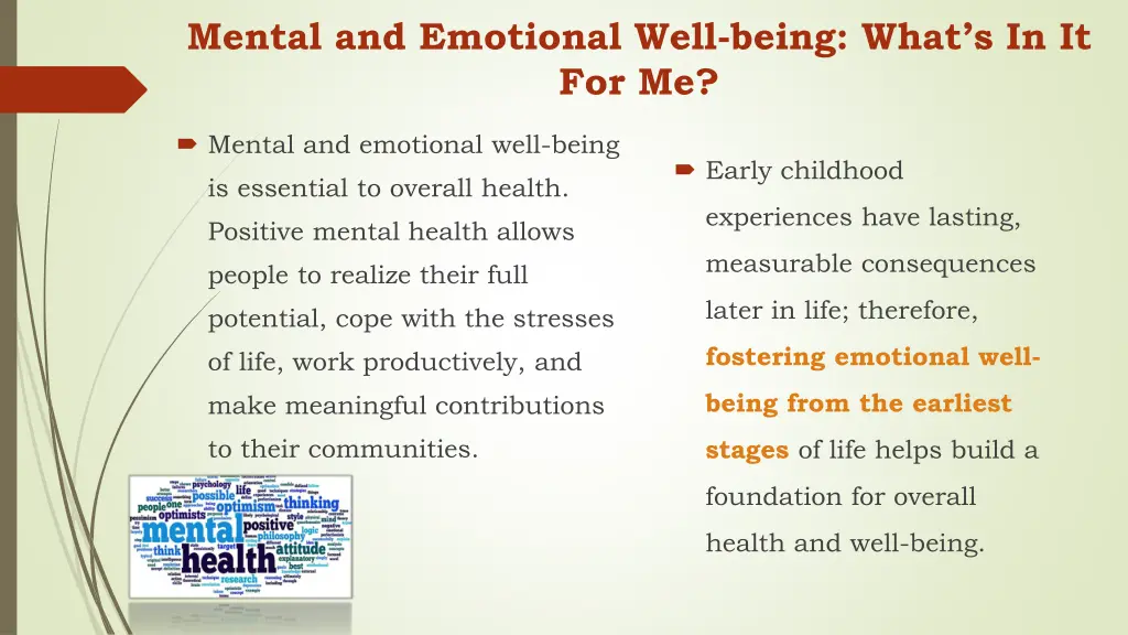 mental and emotional well being what