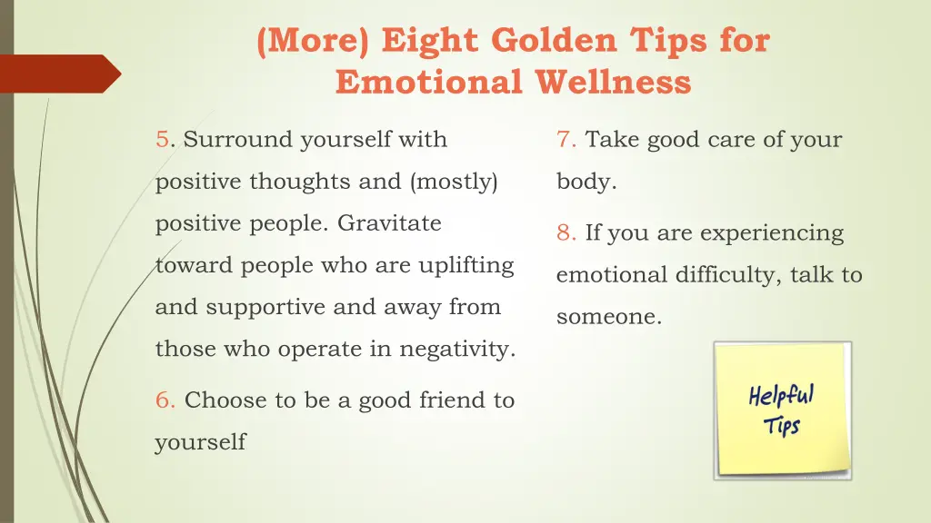 more eight golden tips for emotional wellness