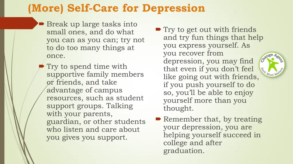 more self care for depression