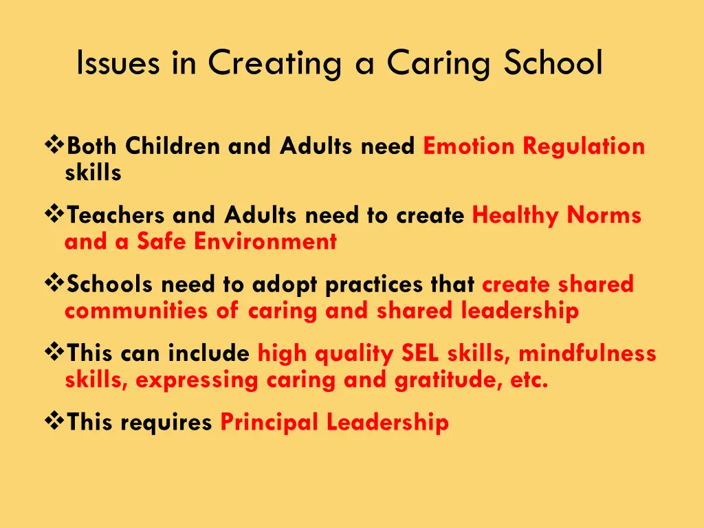 issues in creating a caring school