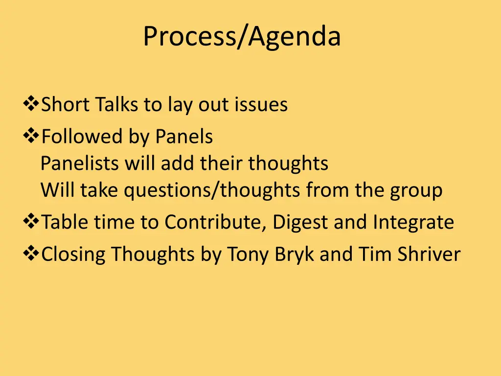 process agenda