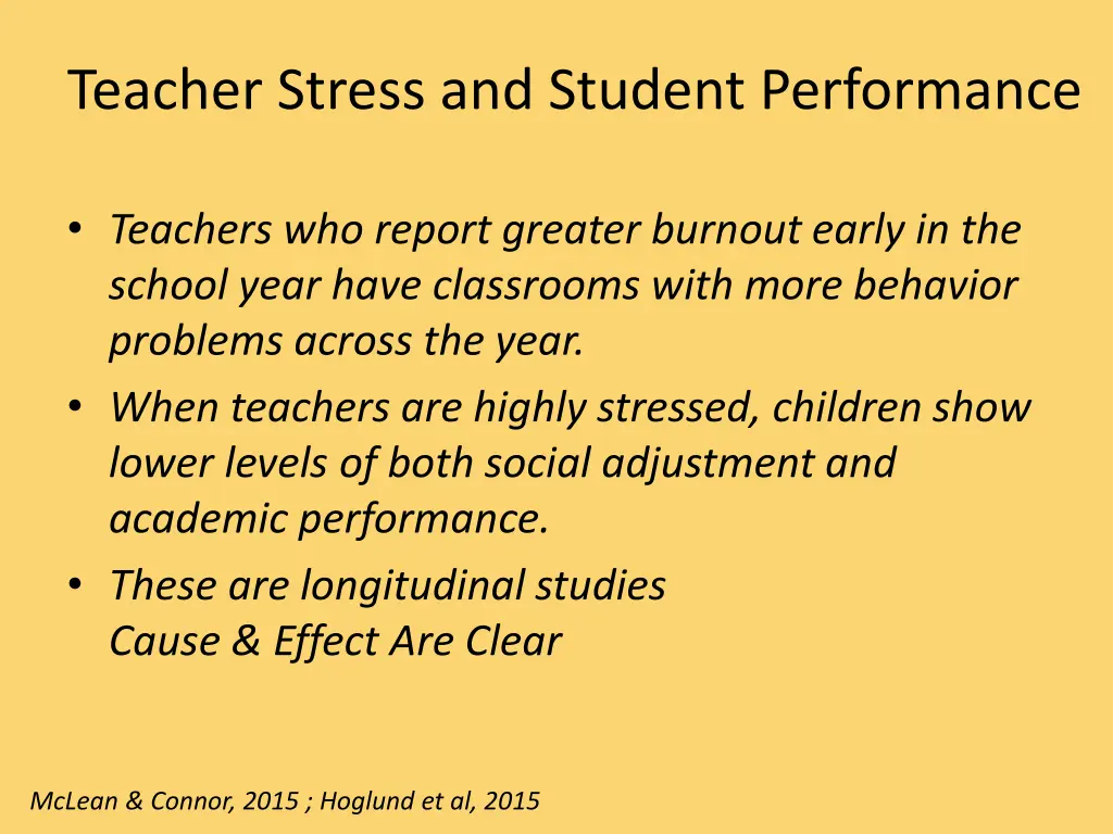 teacher stress and student performance