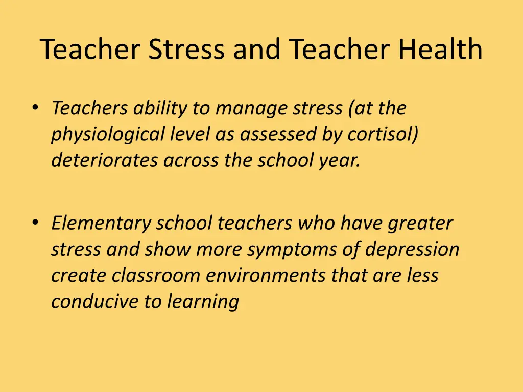 teacher stress and teacher health