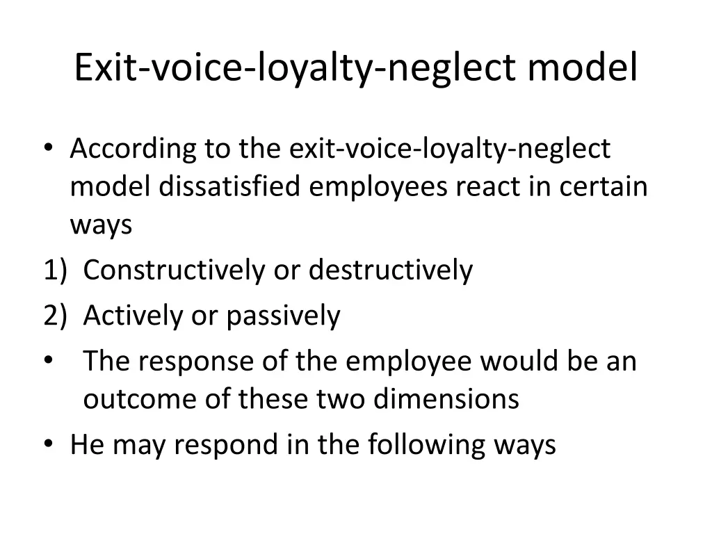 exit voice loyalty neglect model