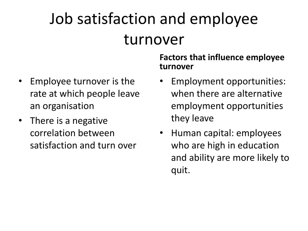 job satisfaction and employee turnover