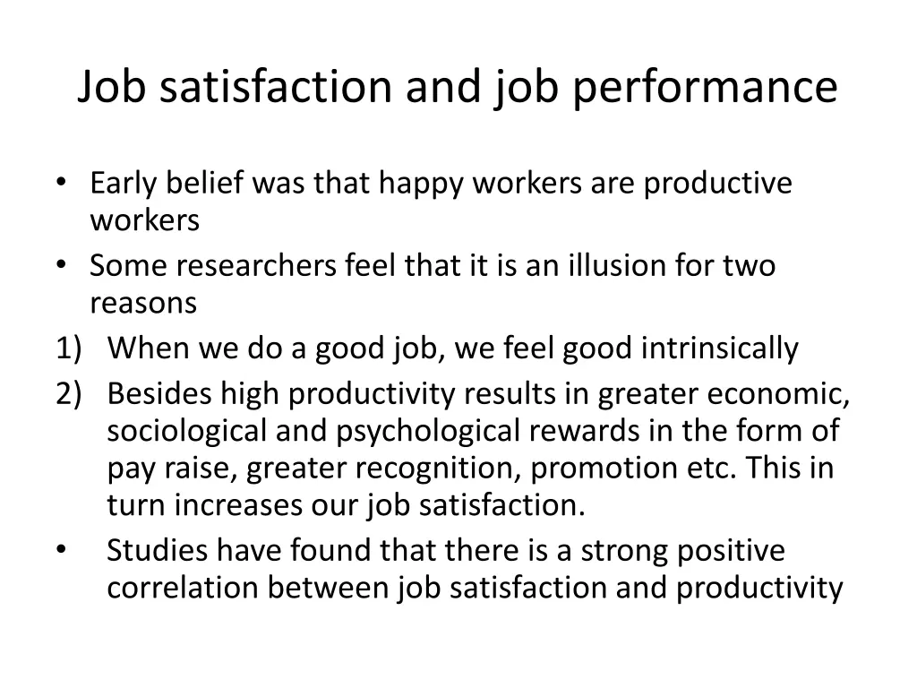 job satisfaction and job performance