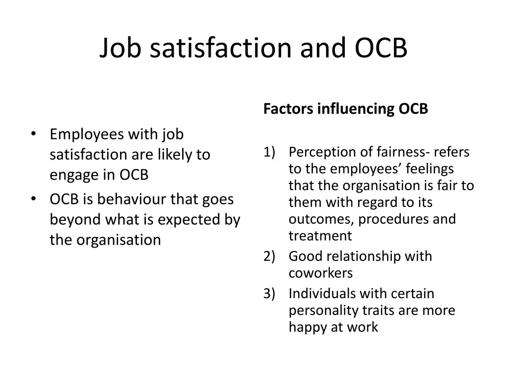 job satisfaction and ocb