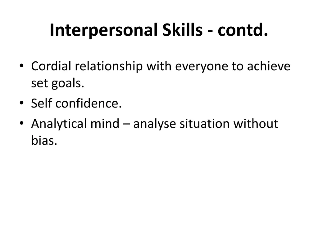 interpersonal skills contd