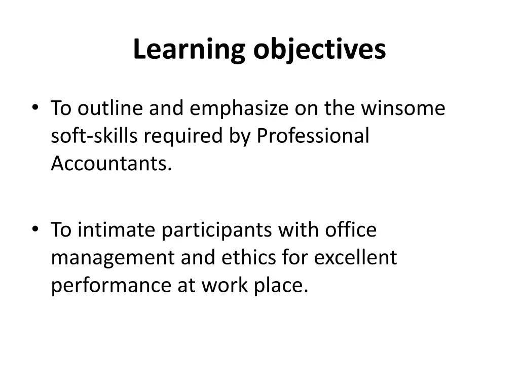 learning objectives