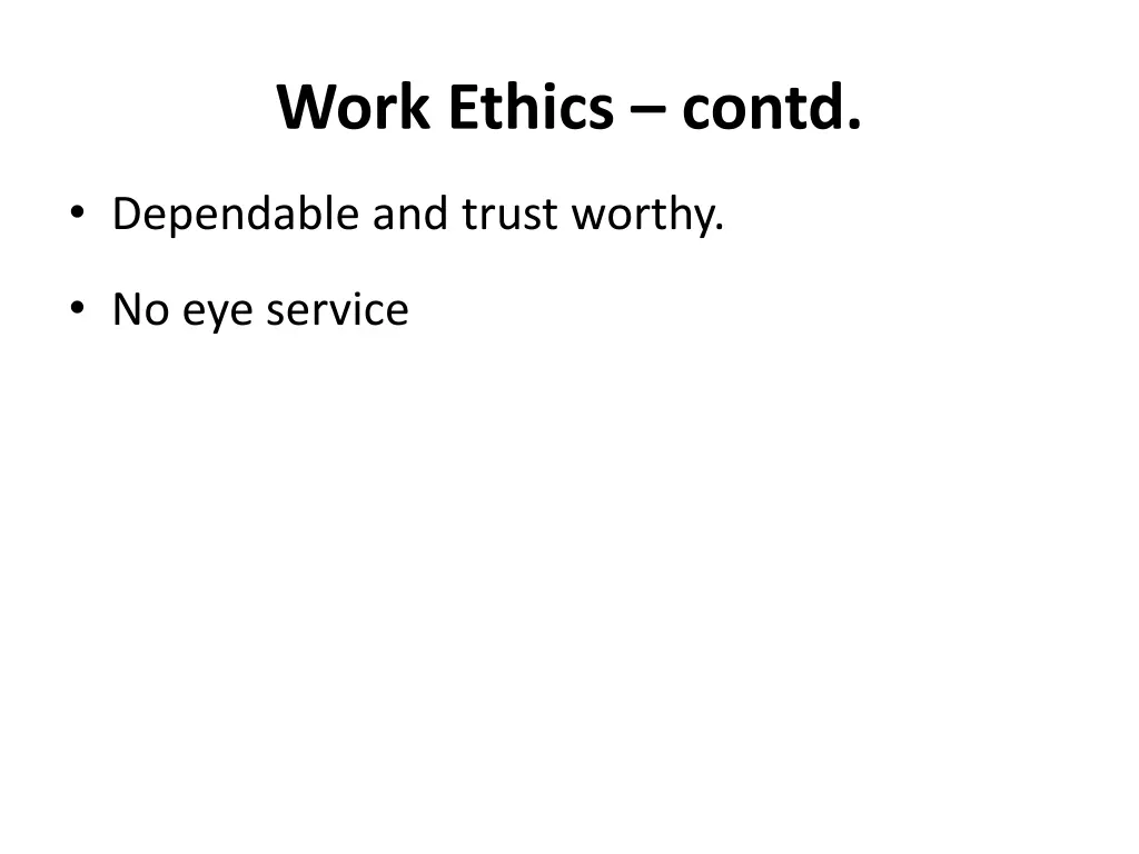 work ethics contd