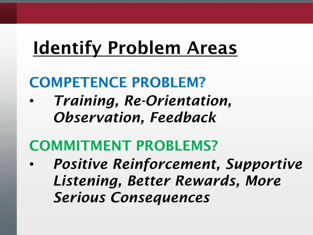 identify problem areas