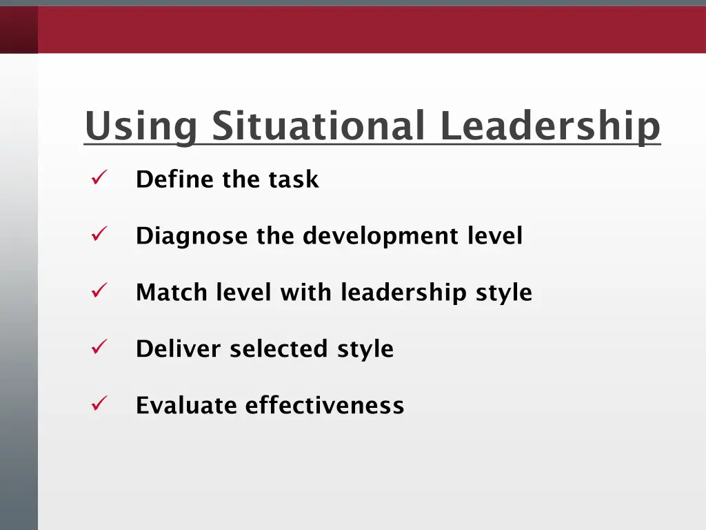 using situational leadership