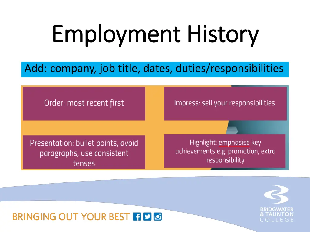 employment history employment history