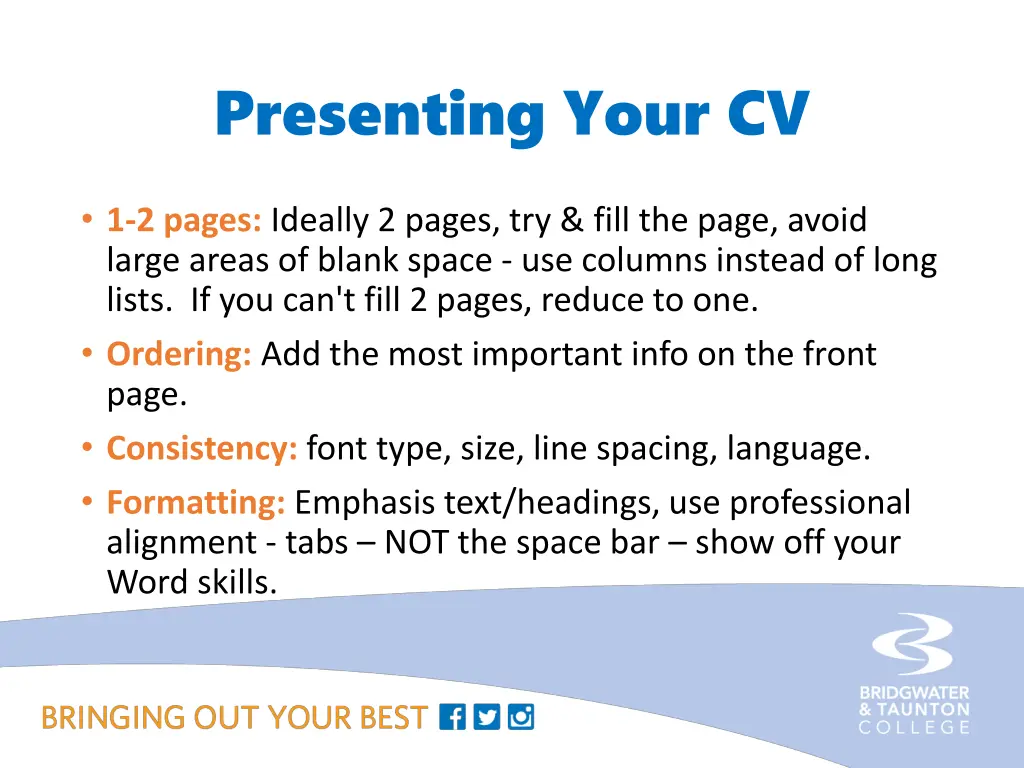 presenting your cv