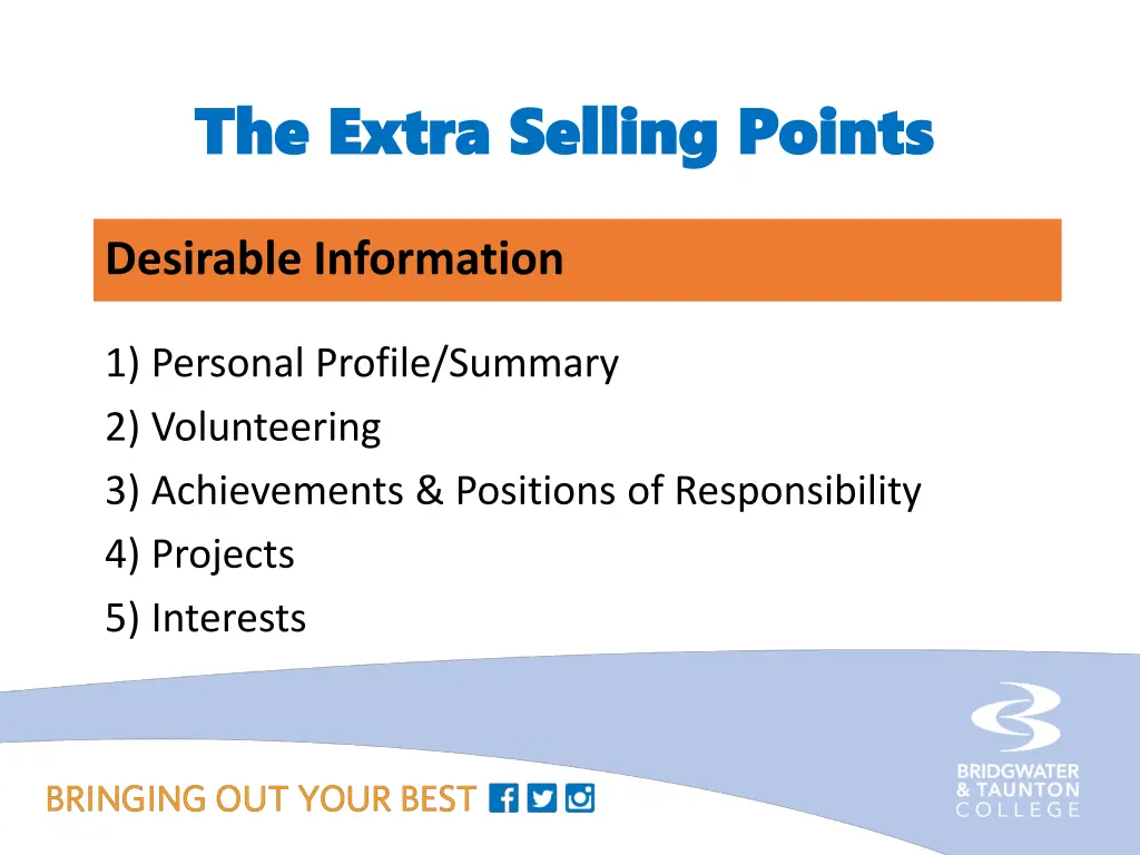 the extra selling points the extra selling points