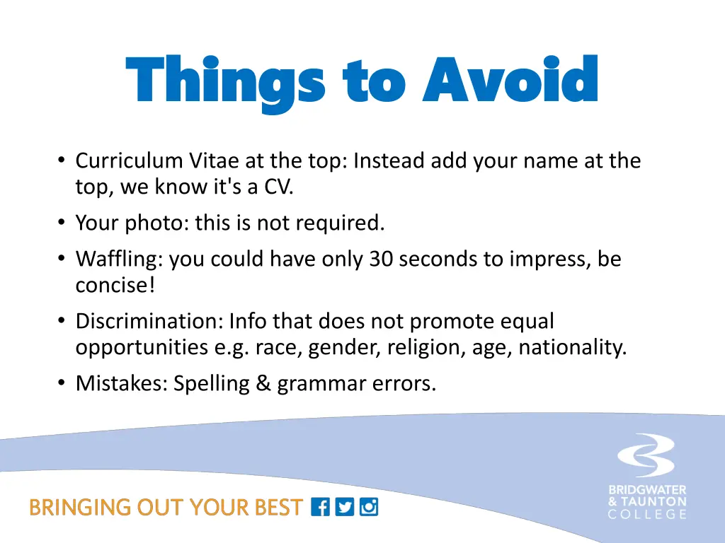 things to avoid things to avoid