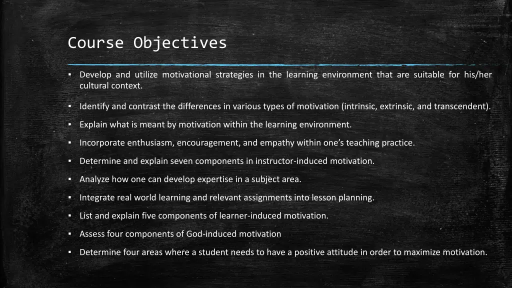 course objectives