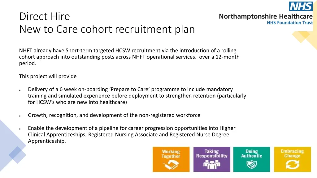 direct hire new to care cohort recruitment plan 1