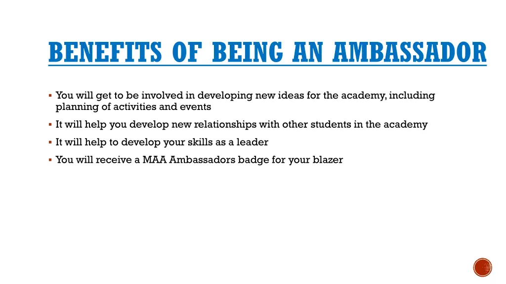 benefits of being an ambassador