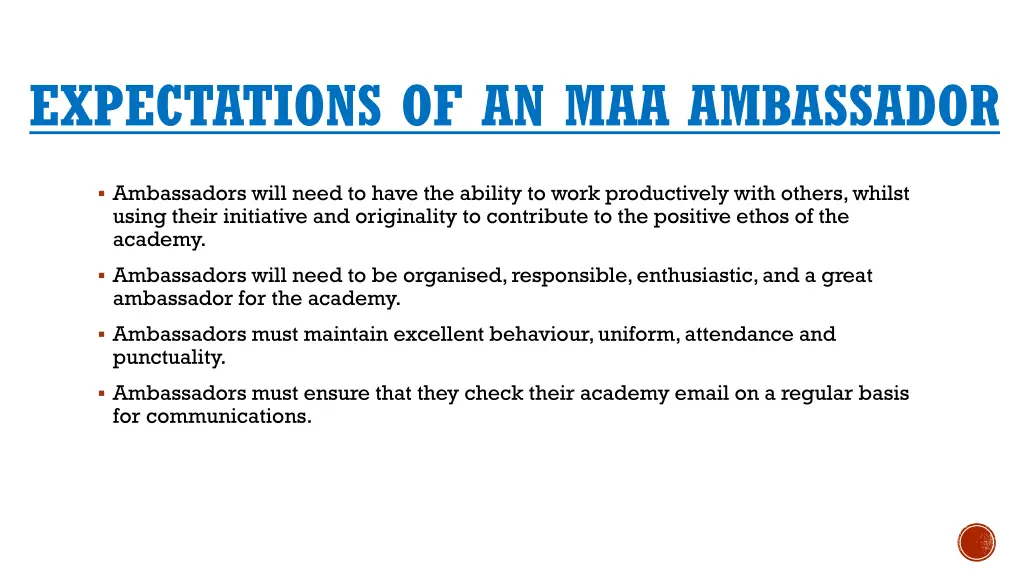 expectations of an maa ambassador