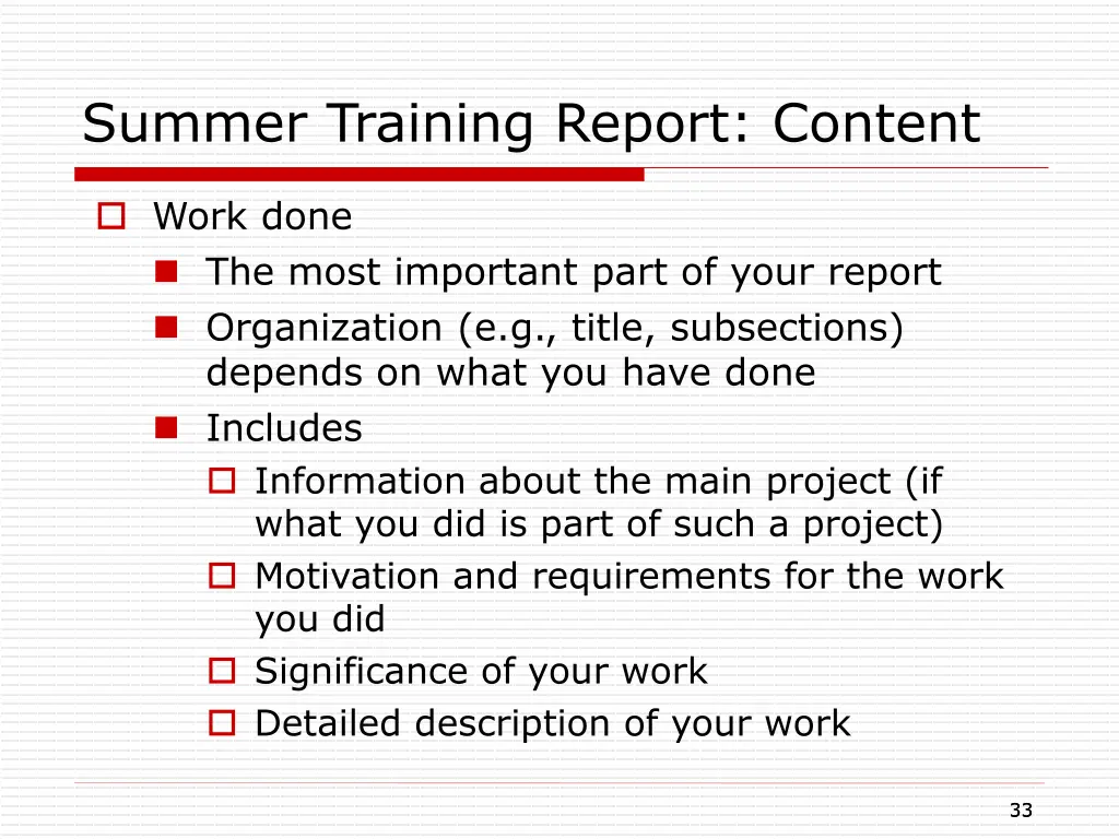 summer training report content 3