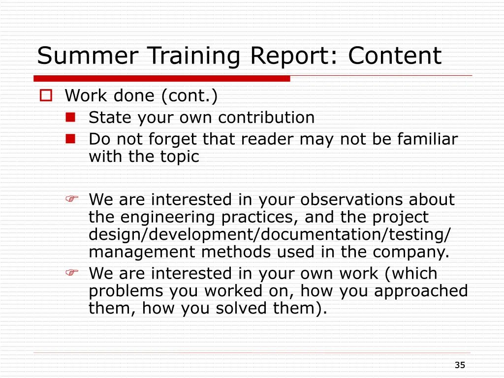 summer training report content 5