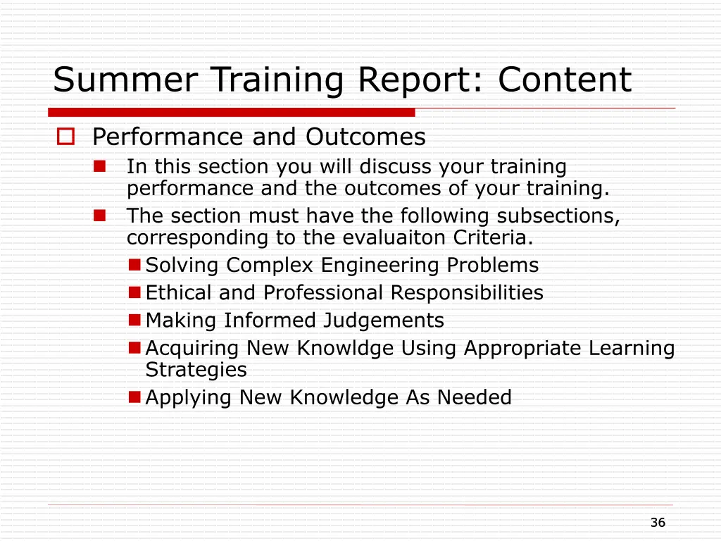 summer training report content 6