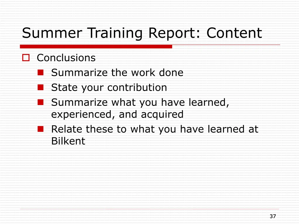 summer training report content 7