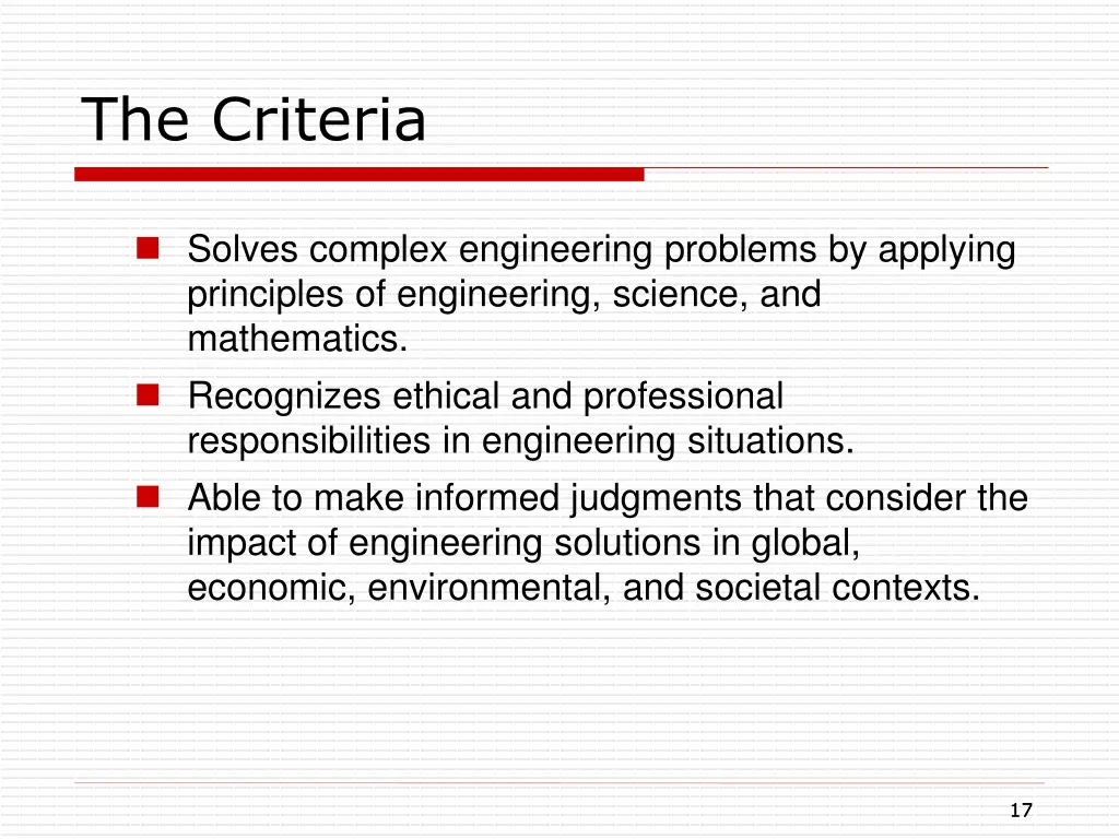 the criteria 1