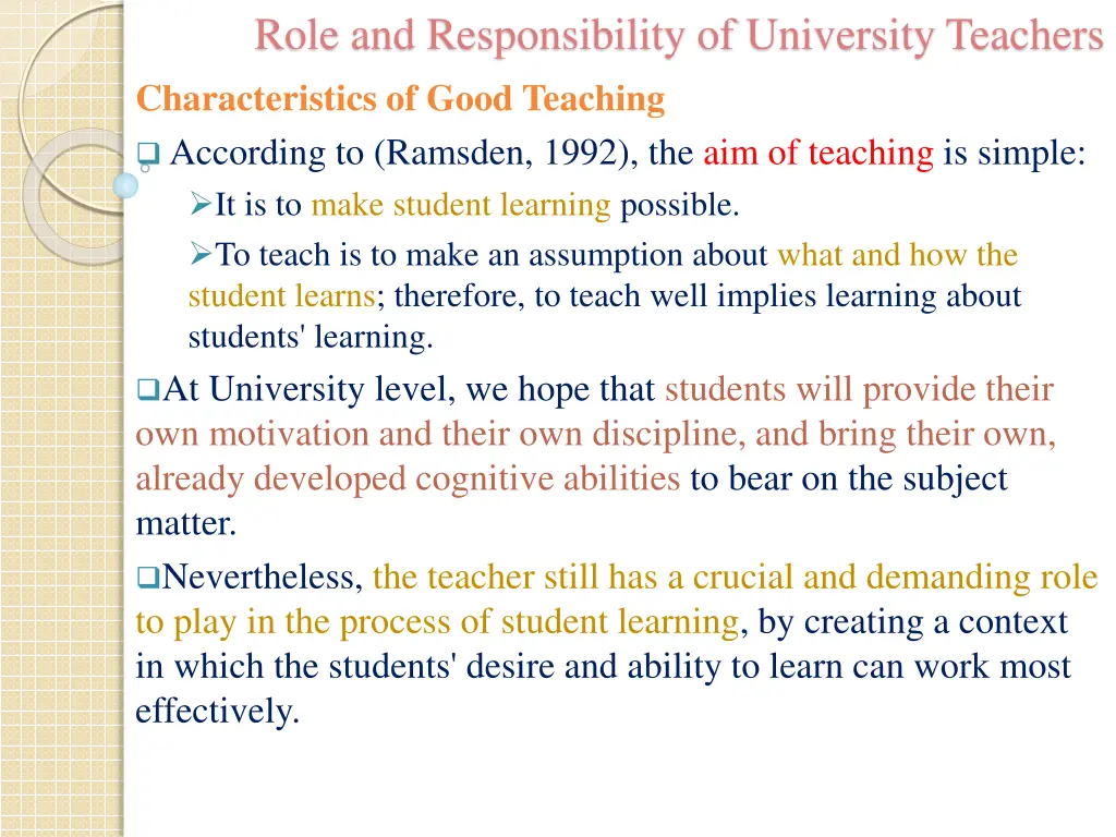 role and responsibility of university teachers 16