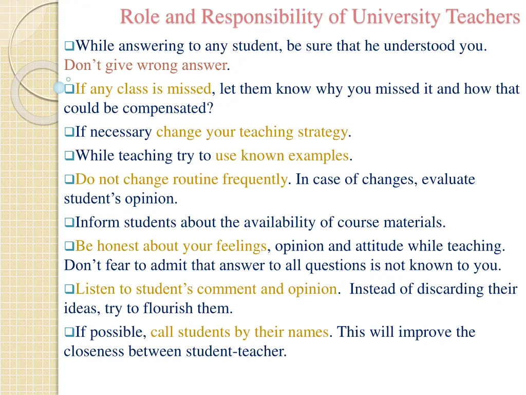 role and responsibility of university teachers 21