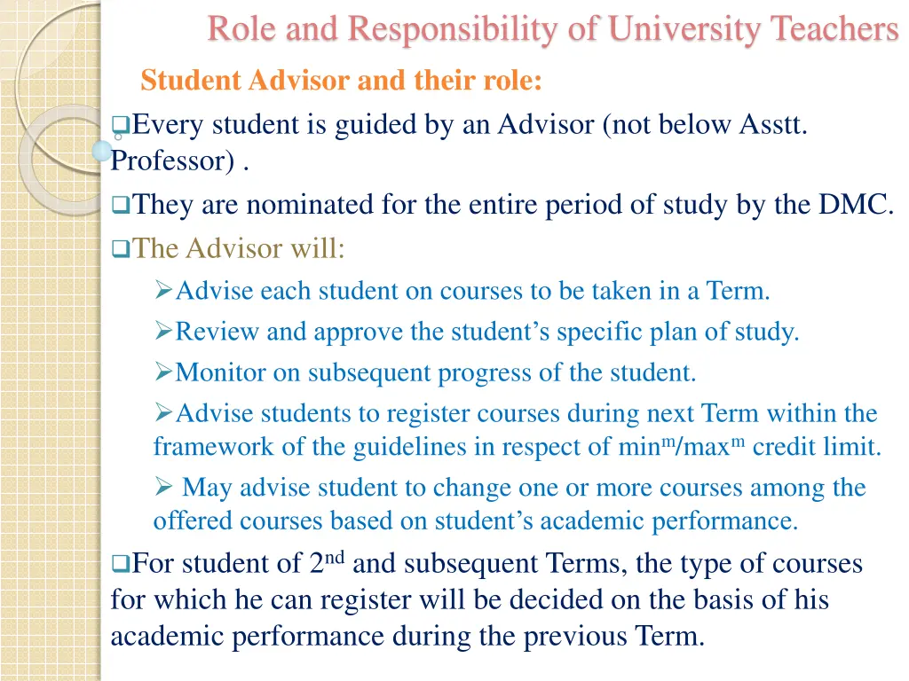 role and responsibility of university teachers 23