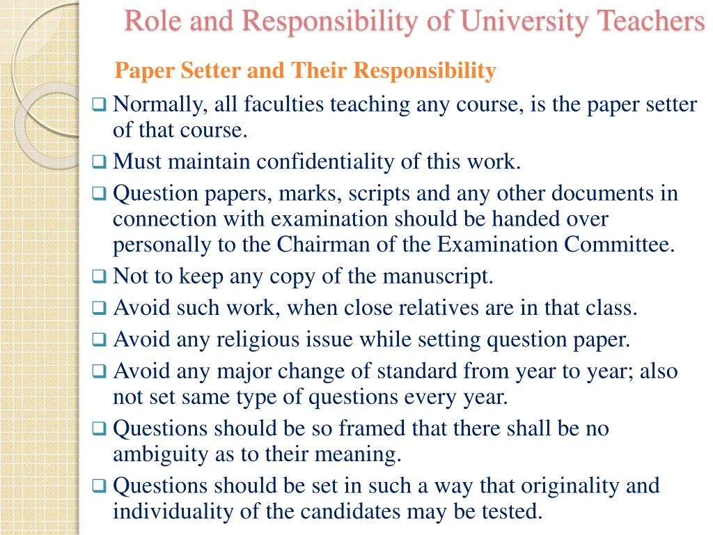 role and responsibility of university teachers 24