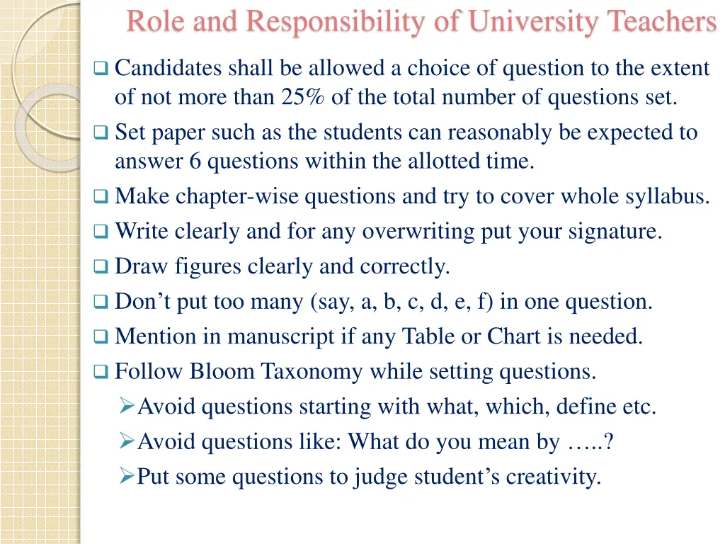 role and responsibility of university teachers 25