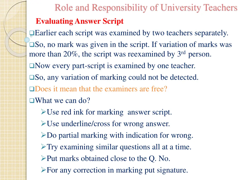 role and responsibility of university teachers 26