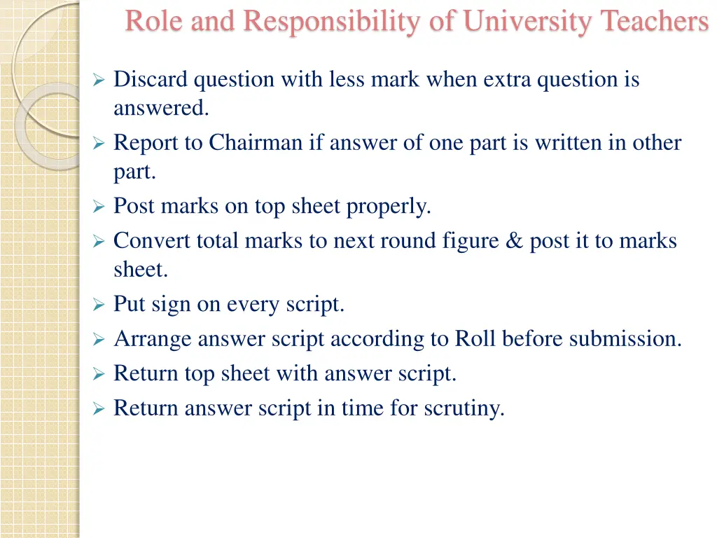 role and responsibility of university teachers 27