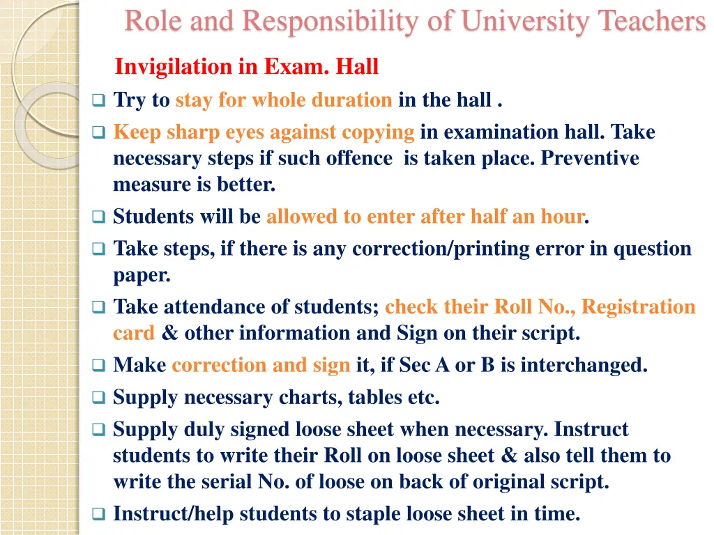 role and responsibility of university teachers 28