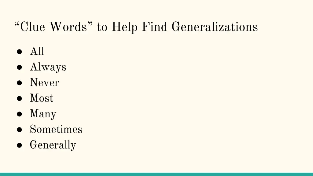 clue words to help find generalizations