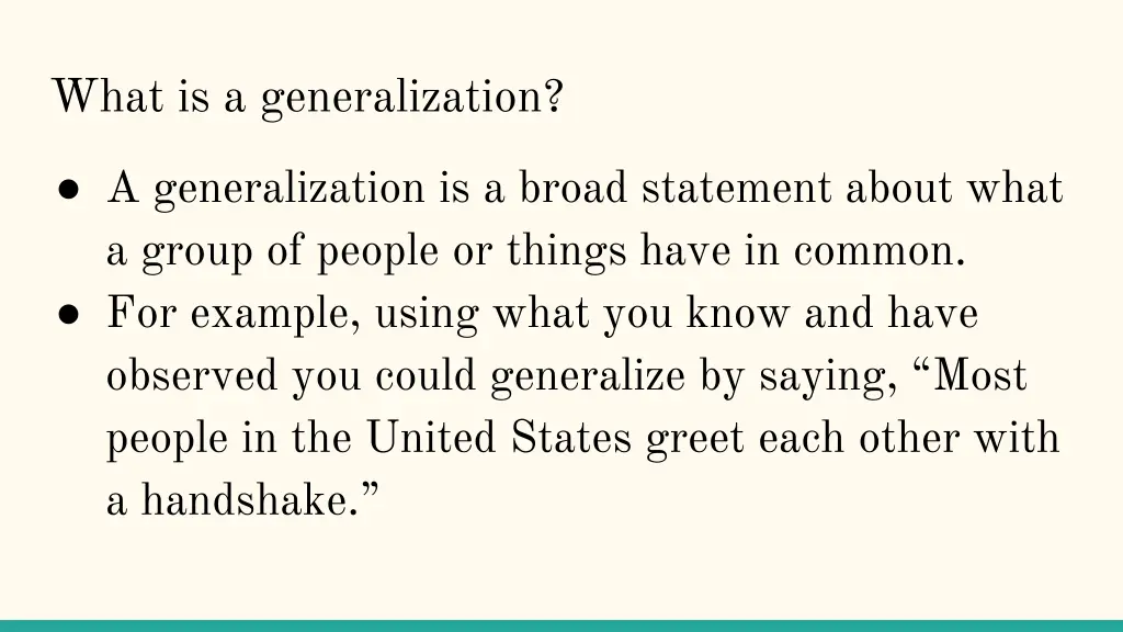 what is a generalization