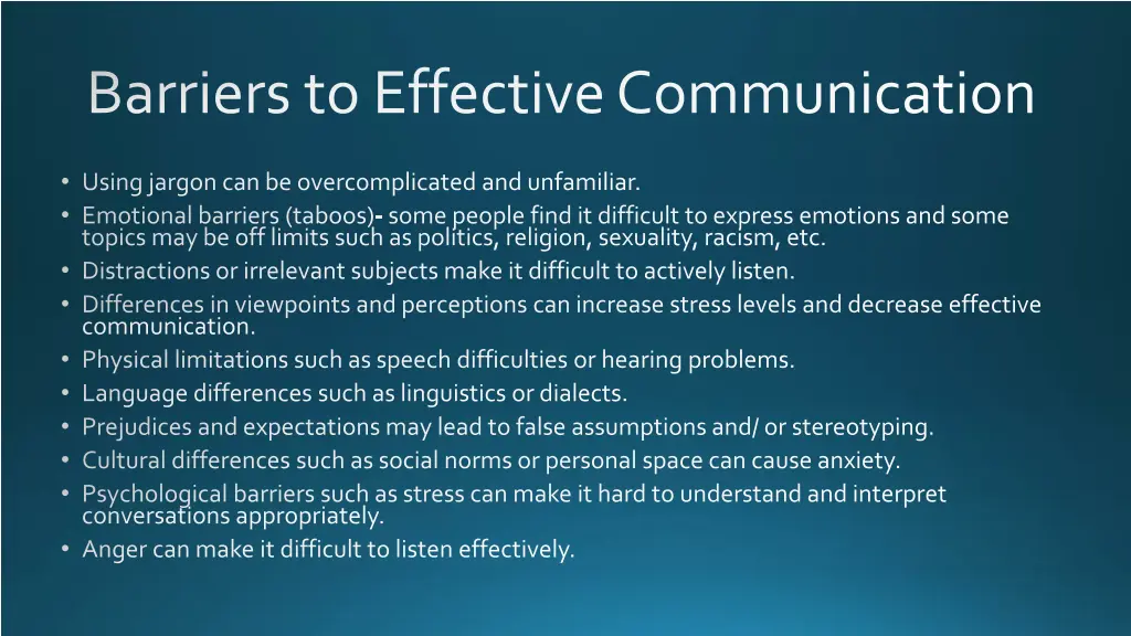 barriers to effective communication