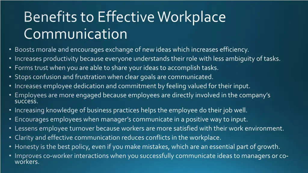 benefits to effective workplace communication