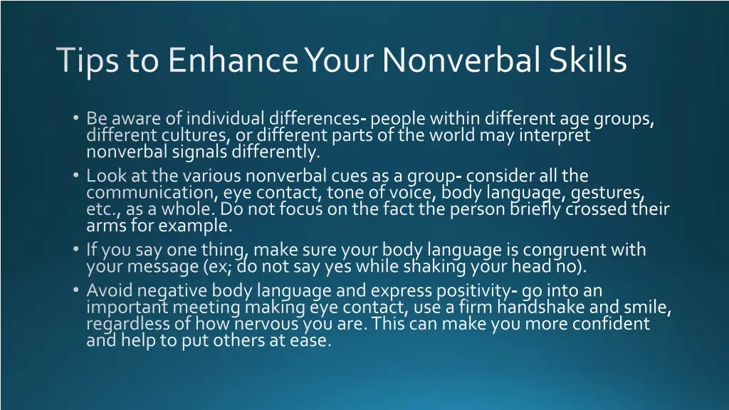 tips to enhance your nonverbal skills