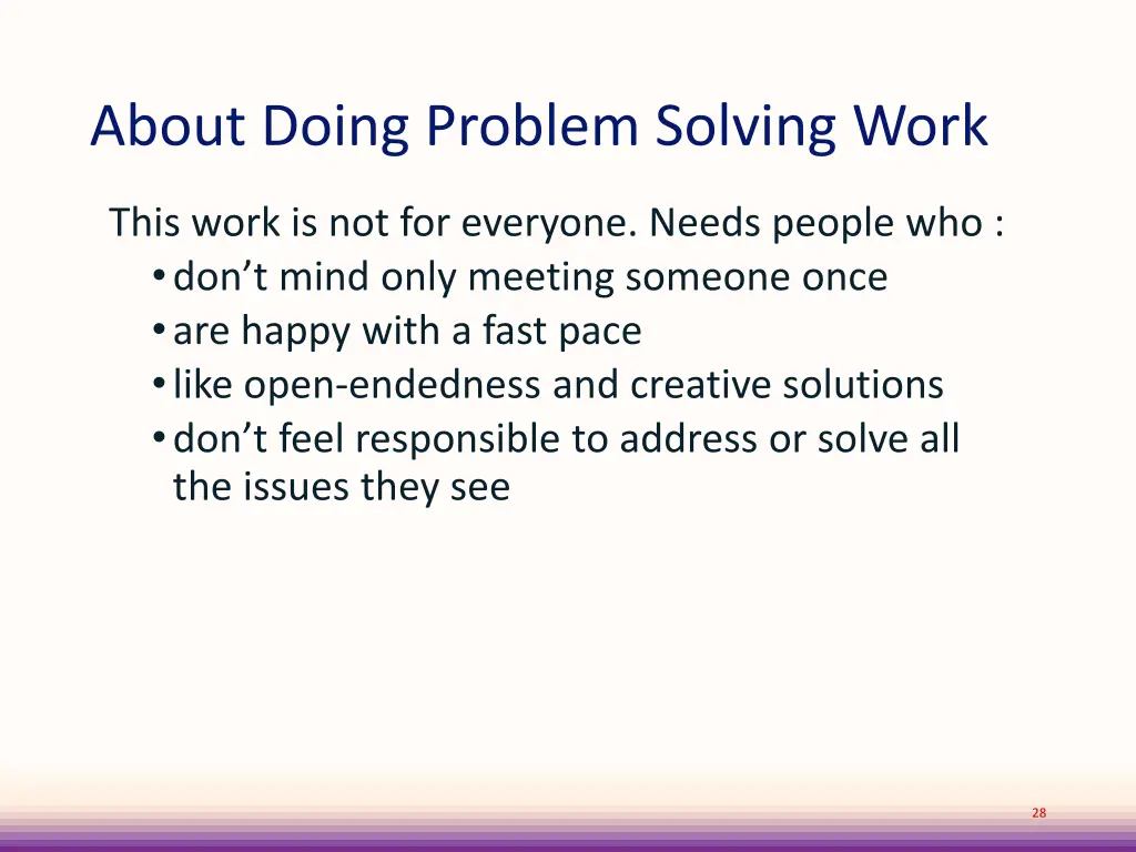 about doing problem solving work