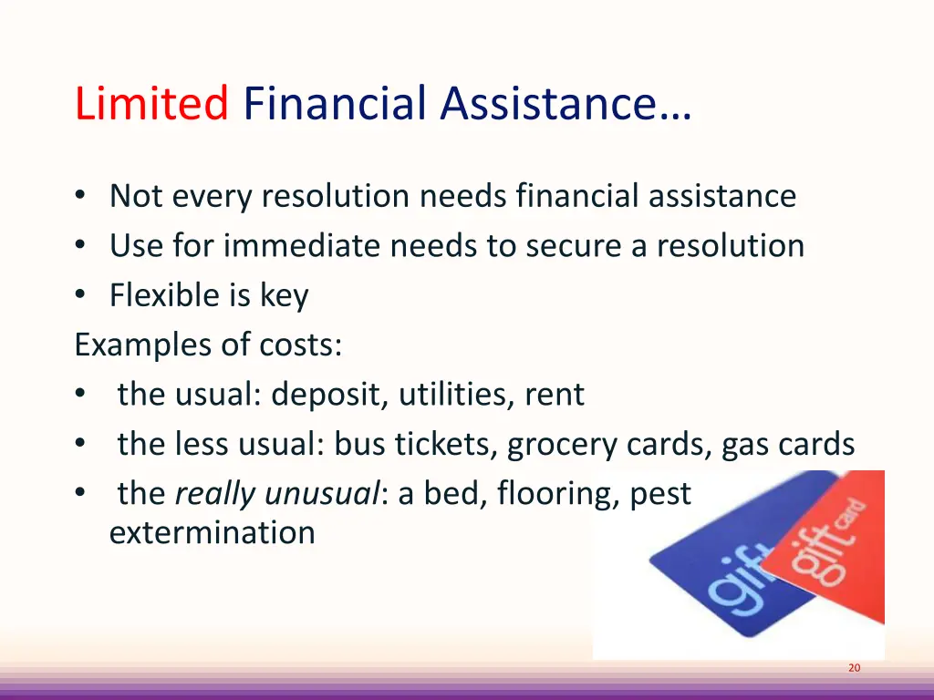 limited financial assistance