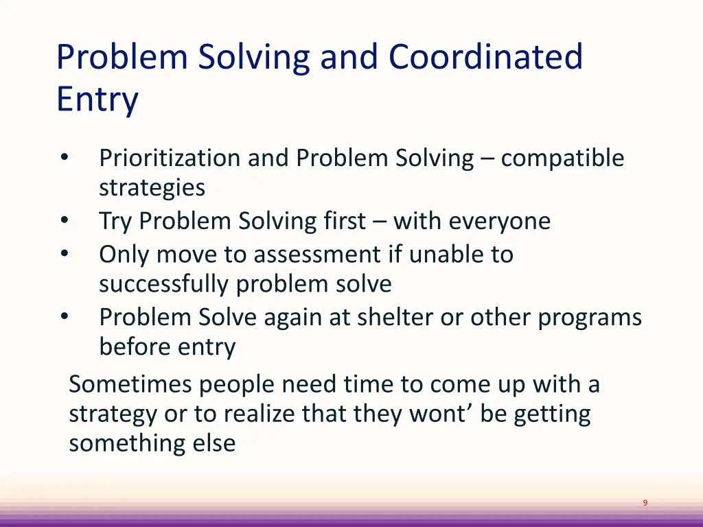 problem solving and coordinated entry