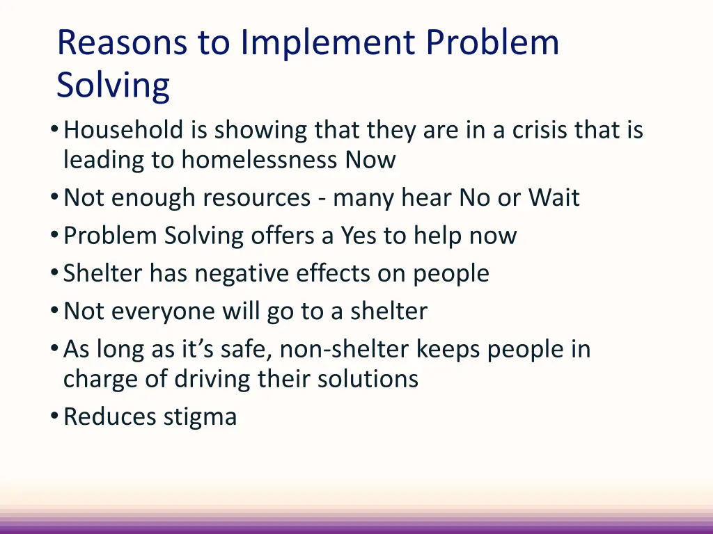 reasons to implement problem solving household