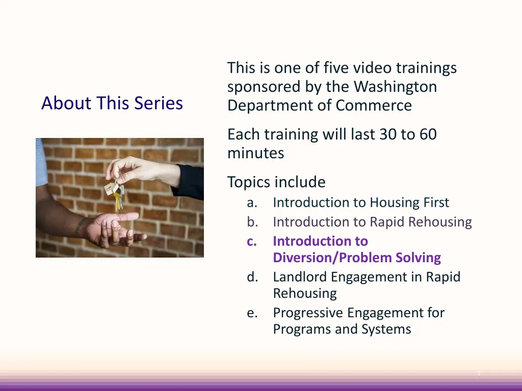 this is one of five video trainings sponsored