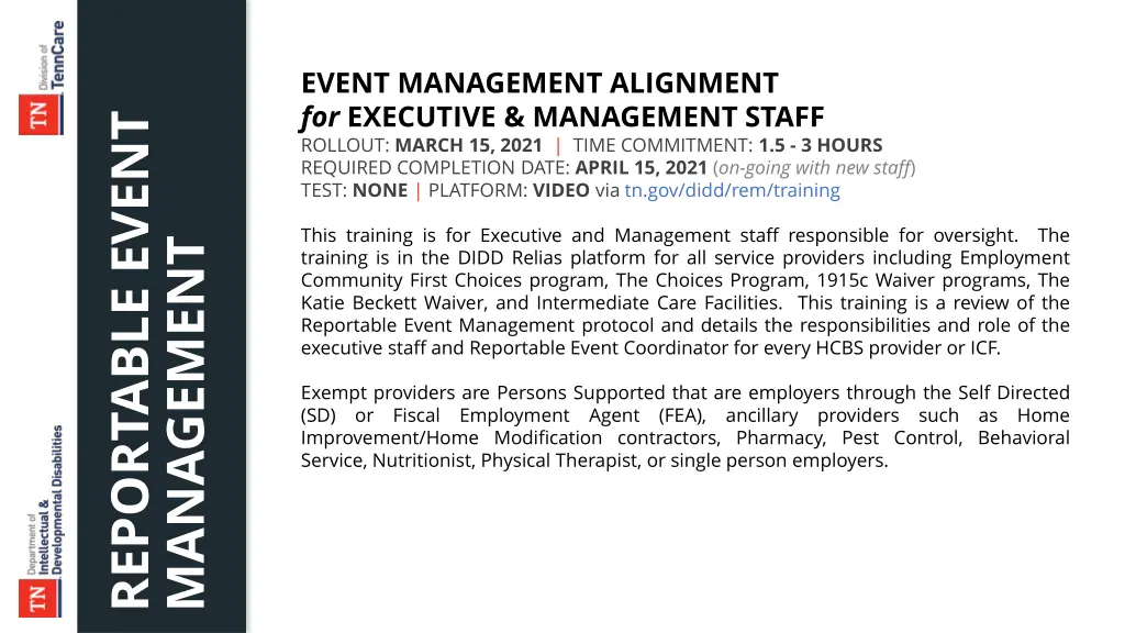 event management alignment for executive