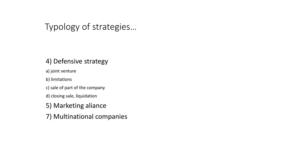 typology of strategies